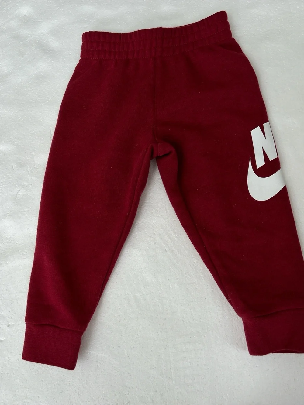 Burgundy Nike kids tracksuit white logo fleece sweatshirt hoodie sweatpants set